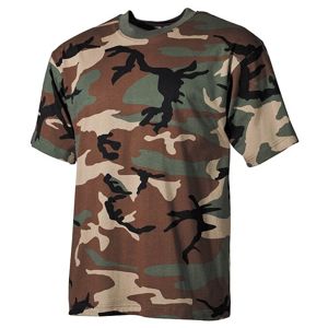 Bavlněné tričko US army MFH® s krátkým rukávem - woodland (Barva: US woodland, Velikost: XL)
