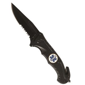 Zavírací nůž RESCUE Mil-Tec® s kombinovaným ostřím – Černá (Barva: Černá)