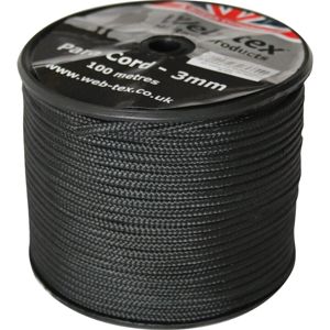 Padáková šňůra - paracord na cívce Web-tex® 3 mm, 100 metrů - černá (Barva: Černá)
