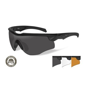 Střelecké brýle Wiley X® Rogue, úzké stranice - černý rámeček, sada - čiré, kouřově šedé a oranžové Light Rust čočky (Barva: Černá, Čočky: Čiré + Kouř