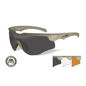 Střelecké brýle Wiley X® Rogue, úzké stranice - khaki rámeček, sada - čiré, kouřově šedé a oranžové Light Rust čočky (Barva: Khaki, Čočky: Čiré + Kouř