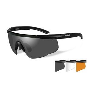 Střelecké brýle Wiley X® Saber Advanced, sada - černý rámeček, sada - čiré, kouřově šedé a oranžové Light Rust čočky (Barva: Černá, Čočky: Čiré + Kouř