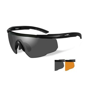 Střelecké brýle Wiley X® Saber Advanced, sada - černý rámeček, sada - kouřově šedé a oranžové Light Rust čočky (Barva: Černá, Čočky: Kouřově šedé + Or