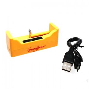 USB nabíječka Powertac Single Bay (18650, RCR123A) – Žlutá (Barva: Žlutá)