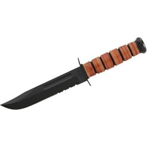 Nůž s pevnou čepelí USMC The Legend KA-BAR®, kombinované ostří – Černá čepel, Hnědá (Barva: Hnědá, Varianta: Černá čepel)
