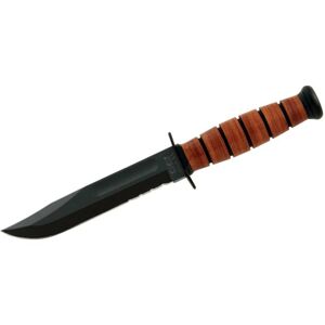 Nůž s pevnou čepelí Short Fighting KA-BAR®, kombinované ostří – Černá čepel, Hnědá (Barva: Hnědá, Varianta: Černá čepel)