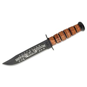 Nůž s pevnou čepelí US Army OEF Afghanistan KA-BAR® – Černá čepel, Hnědá (Barva: Hnědá, Varianta: Černá čepel)