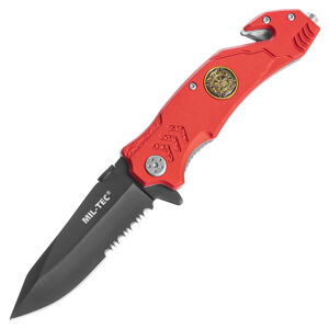 Zavírací nůž Fire Brigade Mil-Tec® – Černá čepel, Červená (Barva: Červená, Varianta: Černá čepel)