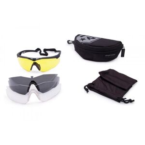 Brýle StingerHawk Deluxe Revision®, 3 skla – Čiré + Kouřově šedé + Kontrastní žluté, Černá (Barva: Černá, Čočky: Čiré + Kouřově šedé + Kontrastní žlut