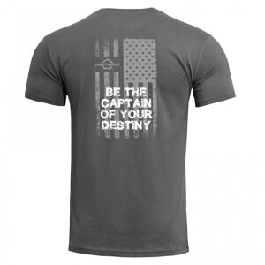 Pánské tričko Ageron American Flag Pentagon® – Wolf Grey (Barva: Wolf Grey, Velikost: XL)