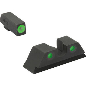 Tritiová mířidla Hyper-Bright™ Pistol Set Meprolight® / zelená muška, zelené hledí (Barva: Černá, Model zbraně: CANIK TP9 SERIES)