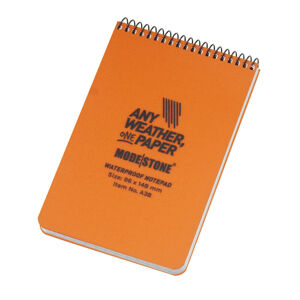 Voděodolný zápisník čtverečkovaný The Officer's Pad 96 mm × 148 mm Modestone®, 30 listů – Oranžová (Barva: Oranžová)